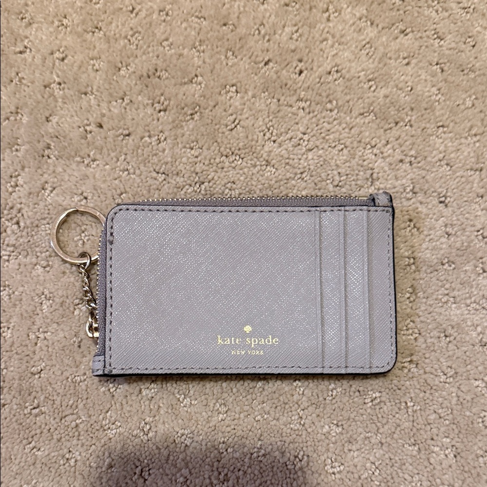 Kate Spade Light Gray Card Wallet with Owl Design